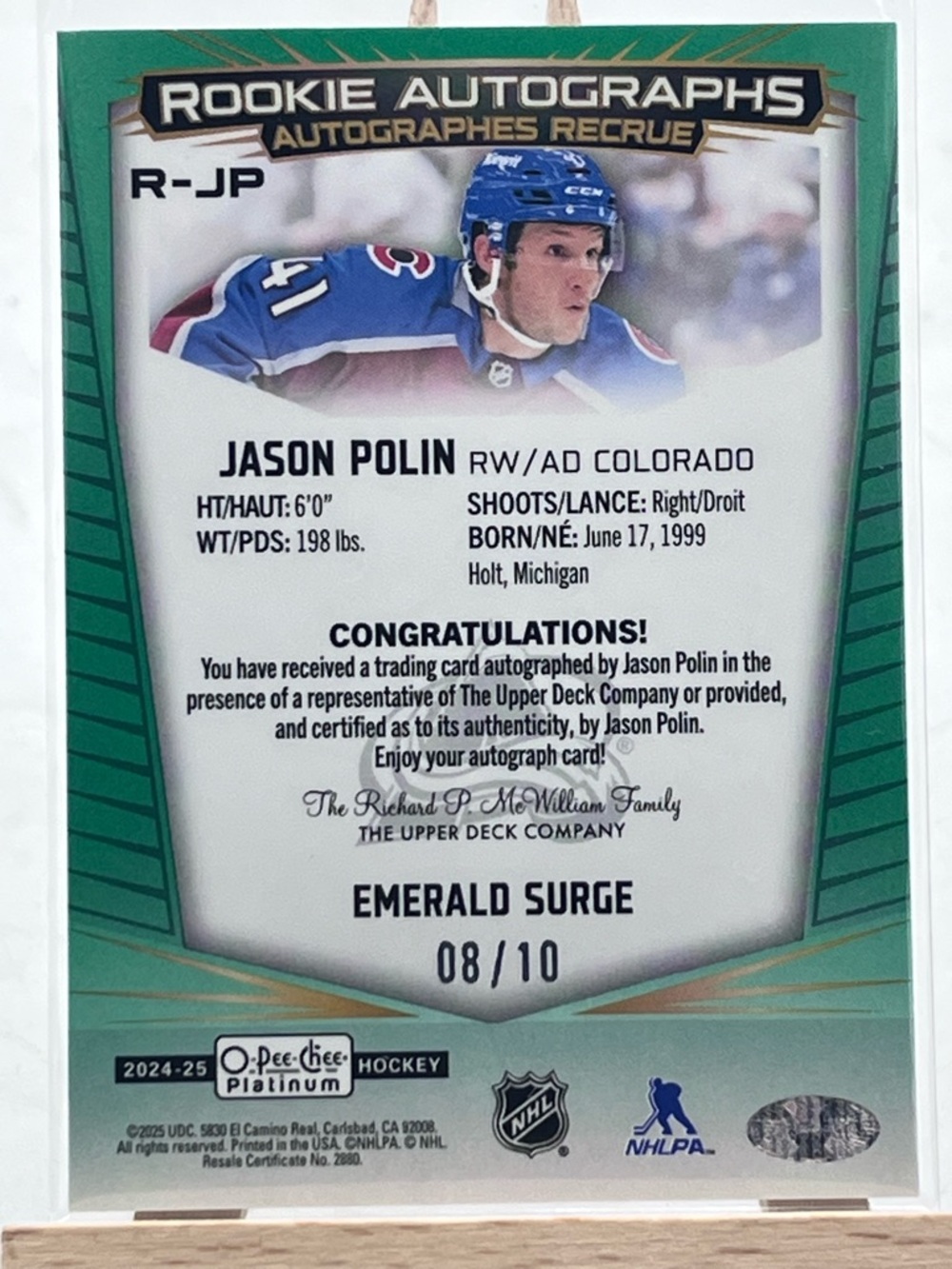 Jason Polin On-Card Auto - Picture 2 of 3